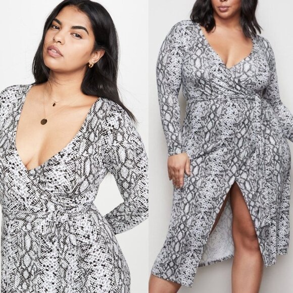 NWT GOOD AMERICAN Snake Print Wrap Dress C0191 & C0192 - Picture 5 of 15